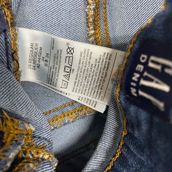 Gap Jeans Womens 24 Blue True Skinny Medium Wash Mid Rise Raw Hem Distressed - Picture 8 of 11